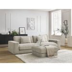 Bobochic - canap� droit fixe 3 places leonard tissu textur� avec pouf beige