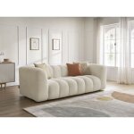 Bobochic - canap droit fixe 3 places talia tissu bouclette beige