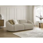 Bobochic - canapé droit fixe 3 places tina tissu bouclette beige Bobochic - canapé droit fixe 3 places tina tissu bouclette beige