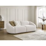 Bobochic - canap droit fixe 3 places tina tissu bouclette blanc