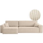 Canap� farah d'angle max r�versible et convertible 5 places en velours c�tel� - beige