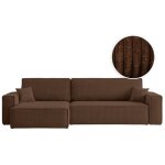 Canap� farah d'angle max r�versible et convertible 5 places en velours c�tel� - marron