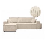 Canapé farah d'angle réversible et convertible 4 places avec un pouf en velours côtelé - beige Canapé farah d'angle réversible et convertible 4 places avec un pouf en velours côtelé - beige