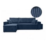 Canapé farah d'angle réversible et convertible 4 places avec un pouf en velours côtelé - bleu foncé Canapé farah d'angle réversible et convertible 4 places avec un pouf en velours côtelé - bleu foncé