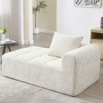 Canap�s, fauteuil avec coussins, tissu chenille, beige, canap� droit, canap� 1 place, 158x90x60cm
