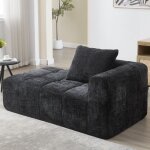 Canap�s, fauteuil avec coussins, tissu chenille, noir, canap� droit, canap� 1 place, 158x90x60cm