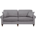 Beliani - canapé fixe 3 places tapissé en tissu gris clair avec clous décoratifs pour salon au style ... Beliani - canapé fixe 3 places tapissé en tissu gris clair avec clous décoratifs pour salon au style ...