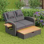 Modfu - canapé de jardin 120x74x95cm canapé convertible avec repose - pieds et coussins, 2 places, dossier ... Modfu - canapé de jardin 120x74x95cm canapé convertible avec repose - pieds et coussins, 2 places, dossier ...