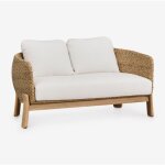 Sklum - canap de jardin 2 places leilan en bois d'acacia et rotin synthtique