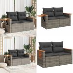 Canap de jardin 2 places avec coussins gris rsine tresse - canap de jardin - meuble de jardin - salon ...