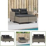 Canap de jardin 2 places avec tabourets gris clair poly rotin - canap de jardin - mobilier de jardin ...