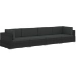Canaps de jardin 4 pices avec coussins rsine tresse noir