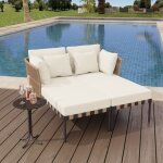 Canap de jardin, chaise longue d'extrieur, amovible et modulable, avec 4 coussins, table basse, structure ...