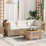 Vidaxl - canapé de jardin avec coussins 3 places beige résine tressée Vidaxl - canapé de jardin avec coussins 3 places beige résine tressée