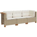 Vidaxl - canap� de jardin avec coussins 3 places beige r�sine tress�e