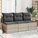 Canapé de jardin et coussins 3 places gris clair résine tressée - vidaxl Canapé de jardin et coussins 3 places gris clair résine tressée - vidaxl