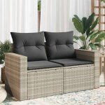 Maisonchic - canap de jardin, canap extrieur, canap relax de jardin 2 places et coussins gris clair ...