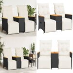 Canap� de jardin inclinable 2 places avec table noir poly rotin - canap� de jardin - meuble de jardin ...