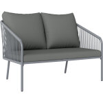 Canap� de jardin - outsunny - accoudoirs et coussins - 2 places - cadre en acier galvanis�, r�sine tress�e ...