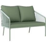 Canap� de jardin - outsunny - accoudoirs et coussins - 2 places - cadre en acier galvanis�, r�sine tress�e ...