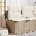 Maisonchic - canap de jardin, salon de jardin, canap relax sans accoudoirs coussins beige rsine tresse ...