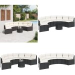 Vidaxl - canapé de jardin table coussins demi - rond noir résine tressée - canapé de jardin - meubles ... Vidaxl - canapé de jardin table coussins demi - rond noir résine tressée - canapé de jardin - meubles ...