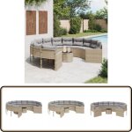 Canapé de jardin avec table coussins rond beige résine tressée - canapé de jardin - canapé rond - mobilier ... Canapé de jardin avec table coussins rond beige résine tressée - canapé de jardin - canapé rond - mobilier ...