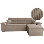 Loungitude - canap� komeco d'angle reversible convertible avec coffre et t�ti�res en velours c�tel� - ...