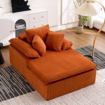 Canap� de lecture simple orange sans montage 177x122x92cm, chaise fauteuil longue moderne tissu en velours ...