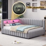 Hauss spole - canap - lit 140x200cm, lit adulte capitonn, lumire led et port de chargement usb, lit ...