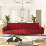 Canap� - lit � 2 places, canap� convertible, banquette sofa de salon, et deux oreillers rouge bordeaux ...