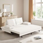 Canap� - lit 2 places extensible 90 / 180�200cm, convertible pliable avec fonction couchage, tissu lin ...