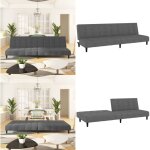 Canap - lit  2 places gris fonc velours - canap lit - canap convertible - meuble salon - canap ...