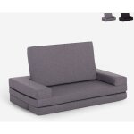 Canap� - lit 2 places modulable pliable gain de place en tissu miranda - gris fonc�