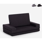 Canap� - lit 2 places modulable pliable gain de place en tissu miranda - noir