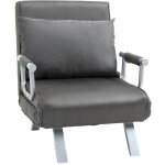 Canap� lit 3 - en - 1 bz - fauteuil �volutif avec matelas int�gr� - pliant et design - tissu gris anthracite ...