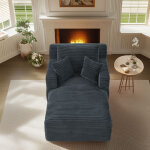 Canap� lit 3 en 1 m�ridienne et inclinable, velours c�tel� confortable - pr�t � l'emploi, id�al petit ...