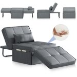 Canape - lit 4 en 1 convertible 1 place - 180x80x38 cm, fauteuil - lit reglable avec coussin et sac, ... Canape - lit 4 en 1 convertible 1 place - 180x80x38 cm, fauteuil - lit reglable avec coussin et sac, ...