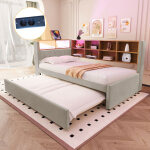 Canap� - lit 90x190 / 200 cm, lit gigogne simple enfant, usb + type - c, sommier � lattes rembourr�, ...