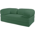 Canap� lit compress� modulable en velours c�tel� 90x180 cm vert
