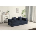 Canap� - lit compressible corduroy bleu fonc�, 3 - en - 1 pas d'assemblage n�cessaire canap� de plancher ...