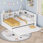 Canap - lit convertible 140200 / 90190 cm, avec rangement, port usb, lit enfant ado, sans matelas, ...