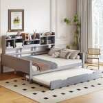 Hauss spole - canapé - lit convertible 140×200 / 90×190cm, lit adulte enfant en bois, avec compartiment ... Hauss spole - canapé - lit convertible 140×200 / 90×190cm, lit adulte enfant en bois, avec compartiment ...