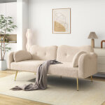 Canap� - lit convertible 2 places avec 3 positions (105� / 135� / 180�), tissu m�lange laine, pieds m�tal ...