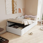 Canap� lit enfant 90x200 cm avec rangement, lit enfant avec led int�gr�e, lit banquette velours design ...