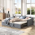 Canap� lit convertible 2 places - velours gris oeko - tex - m�canisme clic - clac - dimensions 210x90cm ...