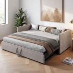 Canap� lit convertible - gris anthracite - 2 places - velours luxe - design moderne