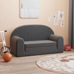 Canap� - lit pour enfants 2 places anthracite peluche douce