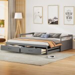 Canap - lit extensible 90 / 180200 cm avec tiroirs et sommiers  lattes, lit en pin avec rangements, ...