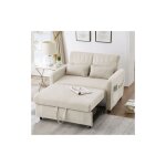 Canap� - lit extensible beige, canap� pliant deux places avec dossier r�glable � trois niveaux, tissu ...